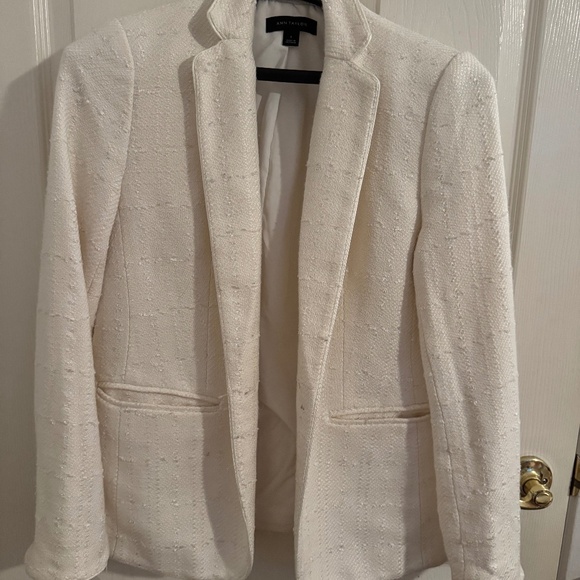 White tweed Ann Taylor Blazer sz 0 - Picture 1 of 2